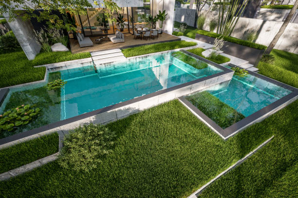 Small pool designs with vertical garden features
